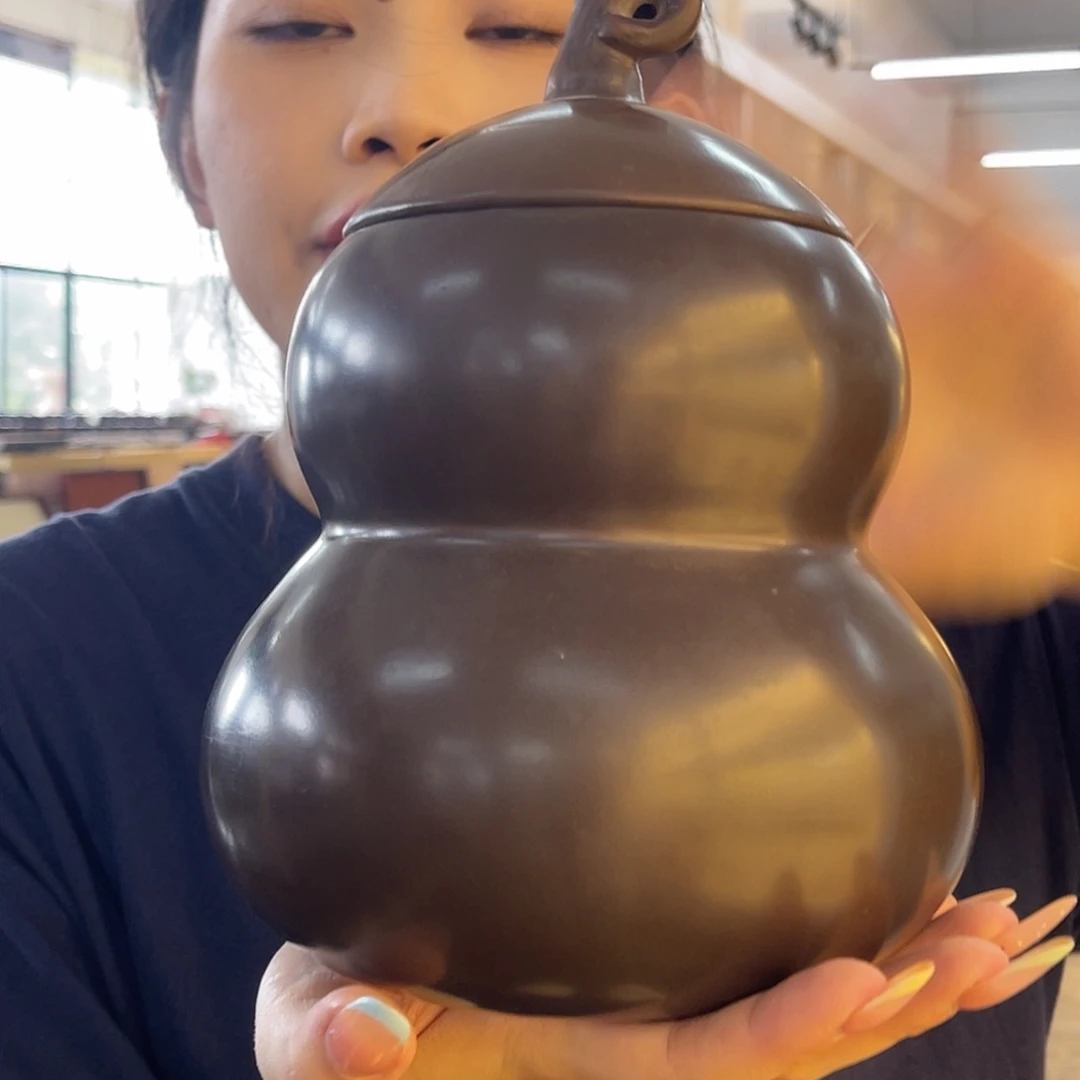 钦州坭兴陶茶叶罐一斤装 素葫芦