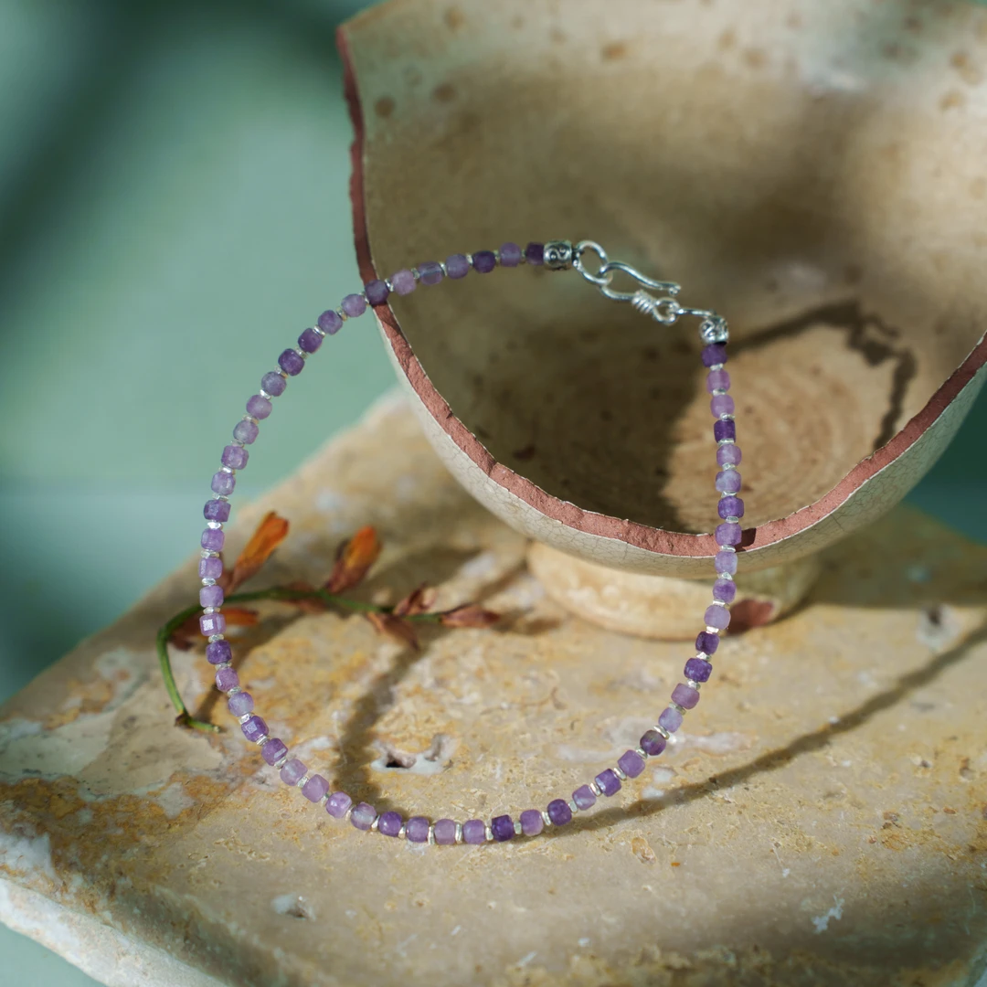 925银手链 【紫鸢】幻渺原创设计 | 纯银复古紫色百搭显白手工手链