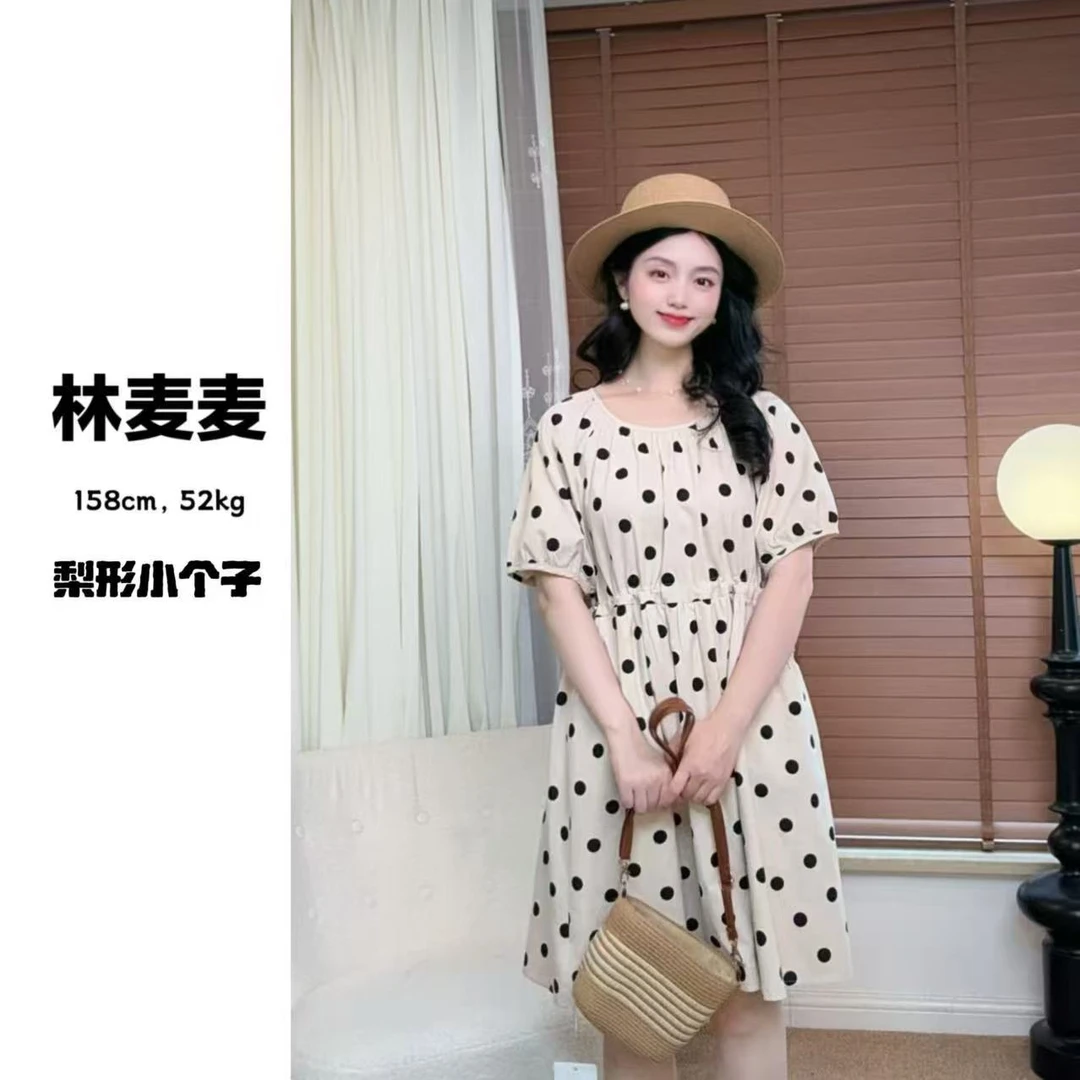 林麦麦【黑糖奶茶】时尚波点夏季新款女装韩版连衣裙