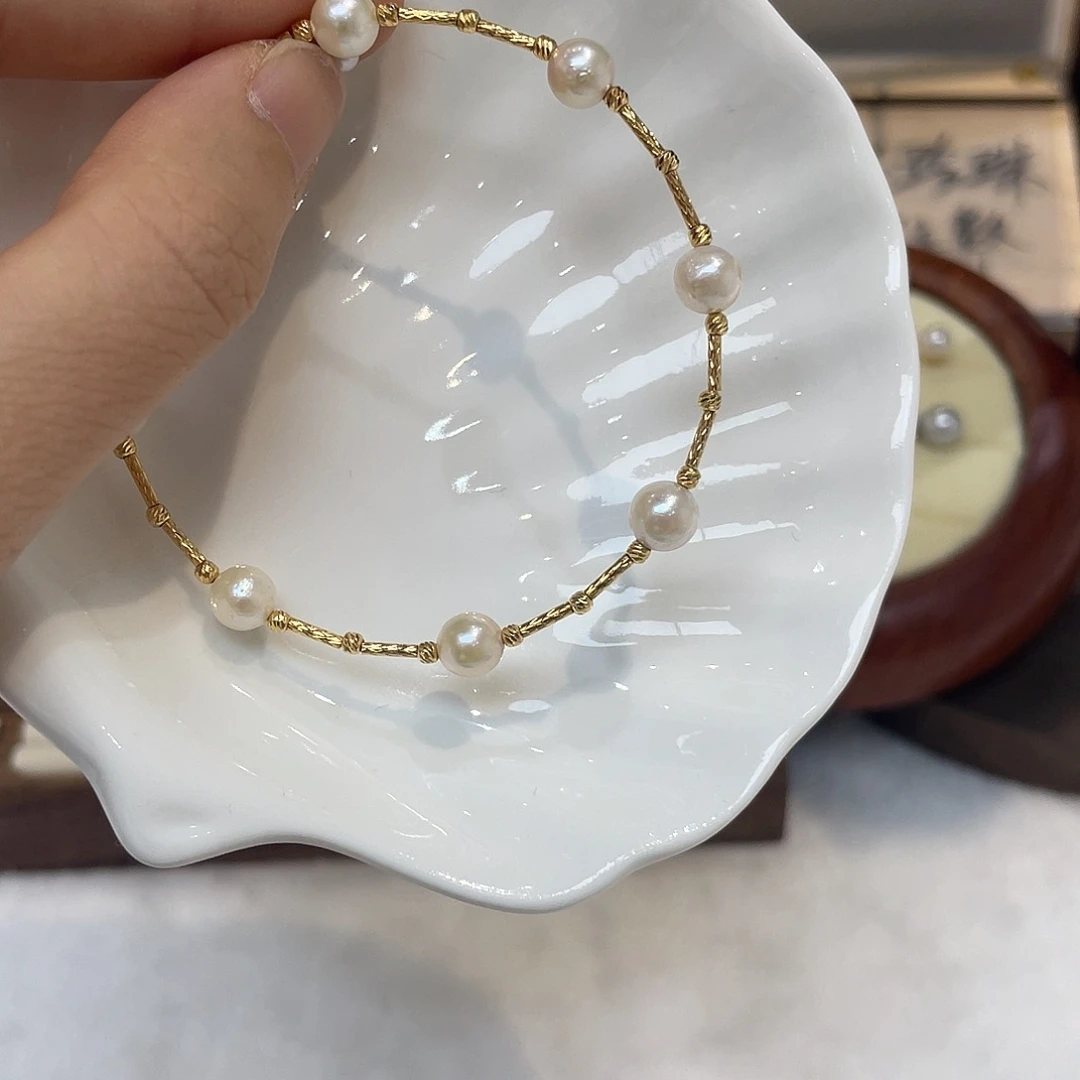 银S925镶嵌手绳海水珍珠