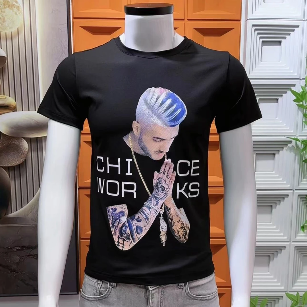 欧洲站夏季潮牌个性痞帅男士短袖t恤高端休闲百搭时尚圆领半袖T恤