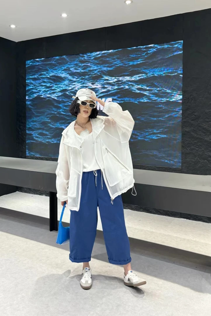 奇奇家潮派大码夏季新款宽松韩版时尚个性慵懒风拉链中长款薄外套