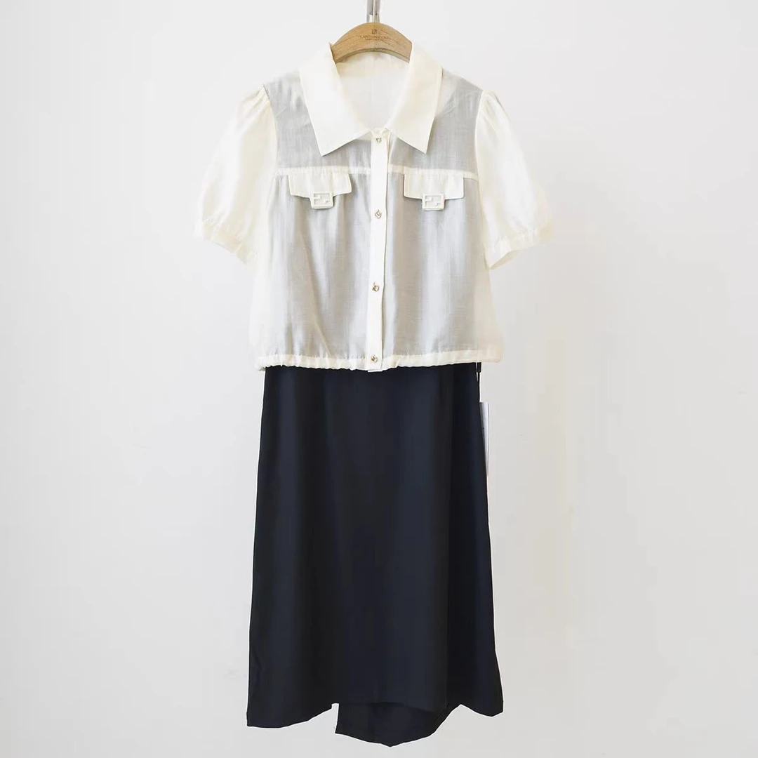 时尚百搭两件套裙女夏薄款短袖