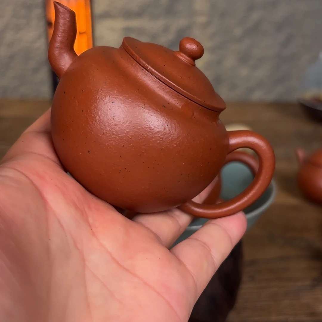 @***空紫砂茶壶宫灯壶朱泥110cc