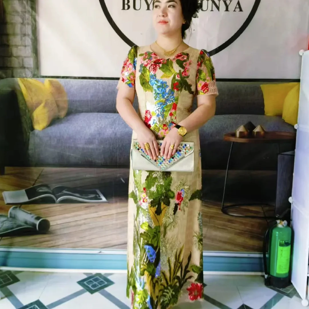 tor qikan圆领卉收腰包臀全棉彩色印花连衣裙