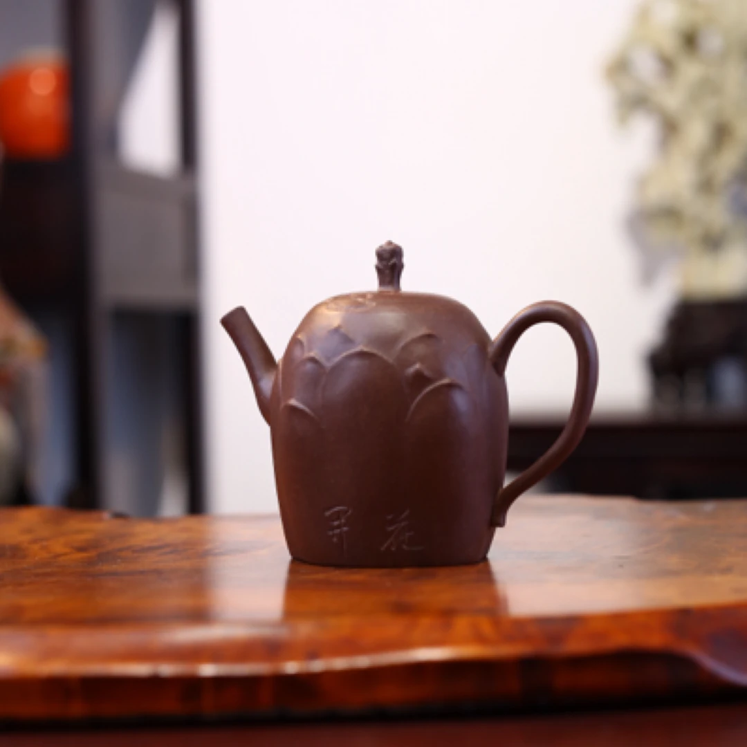 浮雕荷花茶壶高档功夫茶具家用办公轻奢单壶