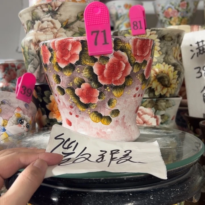 景德镇手绘花盆满38包邮偏远地区除外