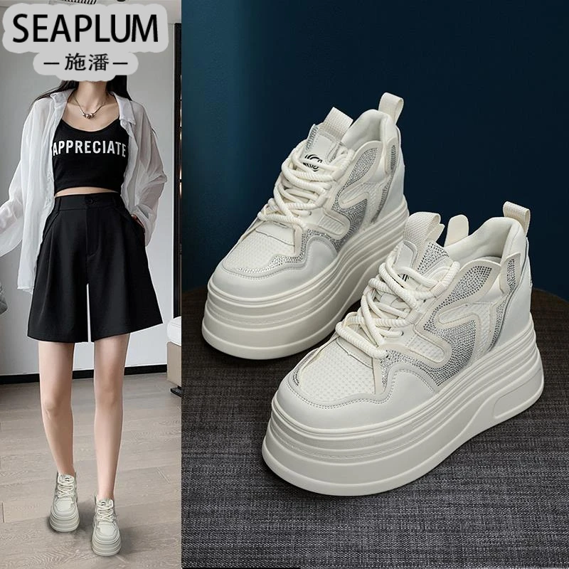 SEAPLUM10cm内增高厚底松糕鞋女2025秋新款小个子百搭增高显瘦百