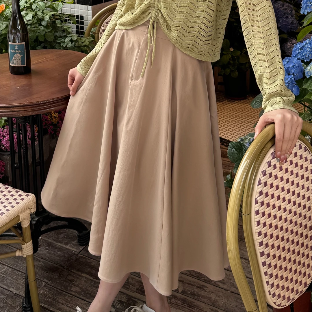 IDENTIFIES/易缔媤裙子气质中腰复古半身裙优雅显瘦法式D23014