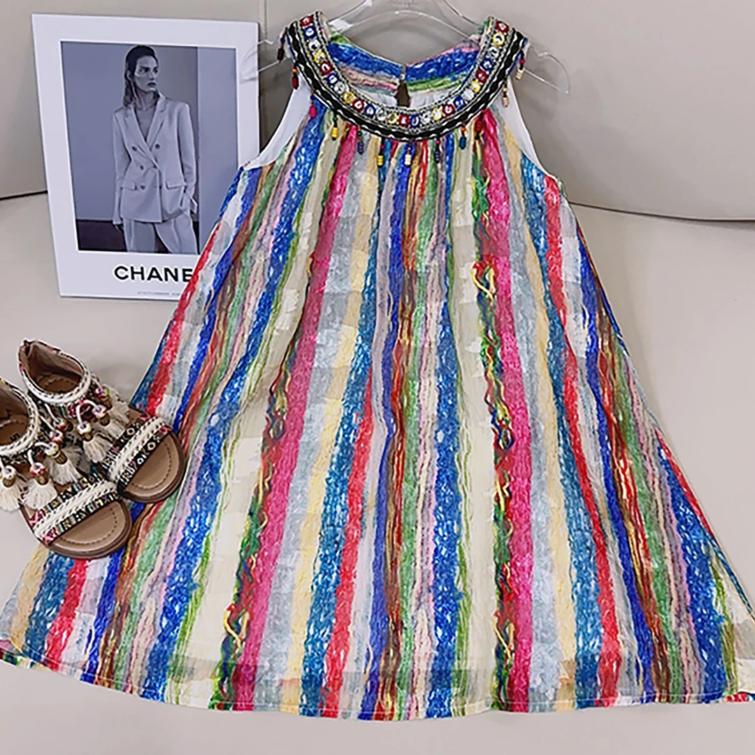 童一密度{ 波西米亚 }原创女童韩版小众度假风气质连衣裙A090