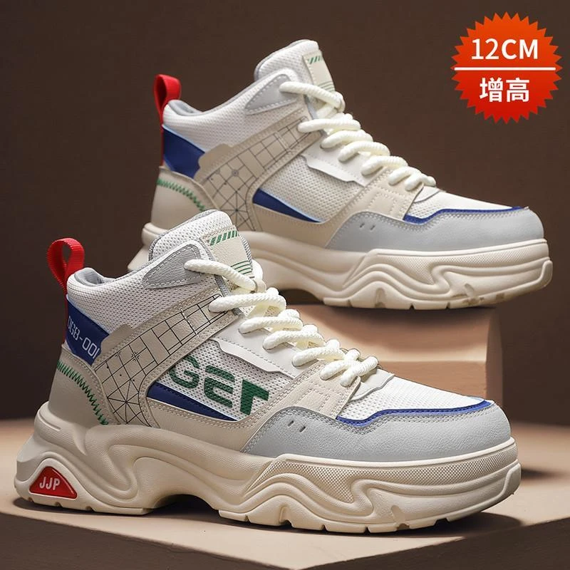 增高鞋男12cm马丁靴春秋英伦高帮隐形内增高10cm8cm6cm工装靴厚底