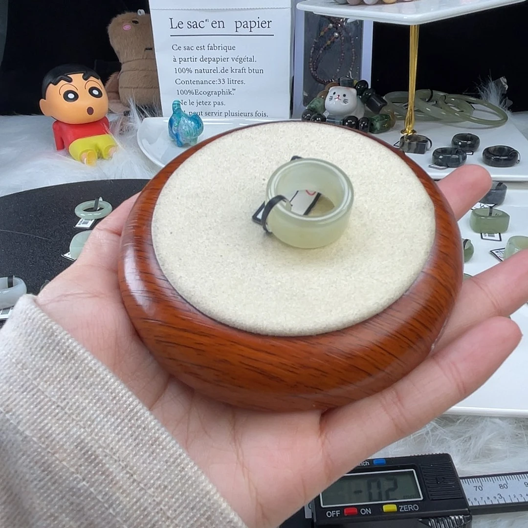 和田玉未镶嵌戒指U31晴水圆切15.7mm