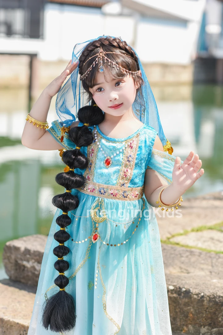 原创女童民族风茉莉公主女童维吾尔族连衣裙六一表演服2025夏