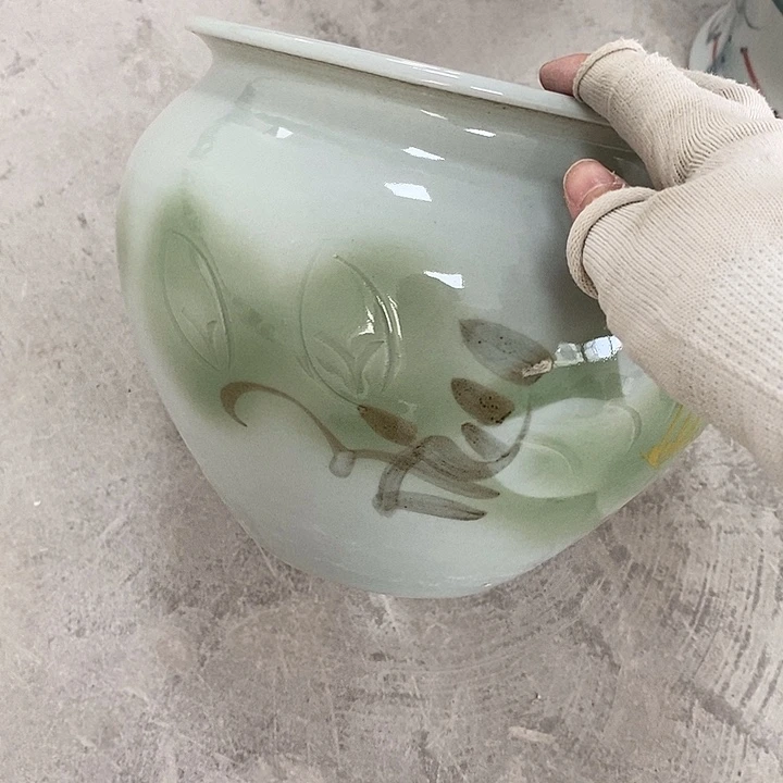 缸8xc景德镇陶瓷花盆微瑕