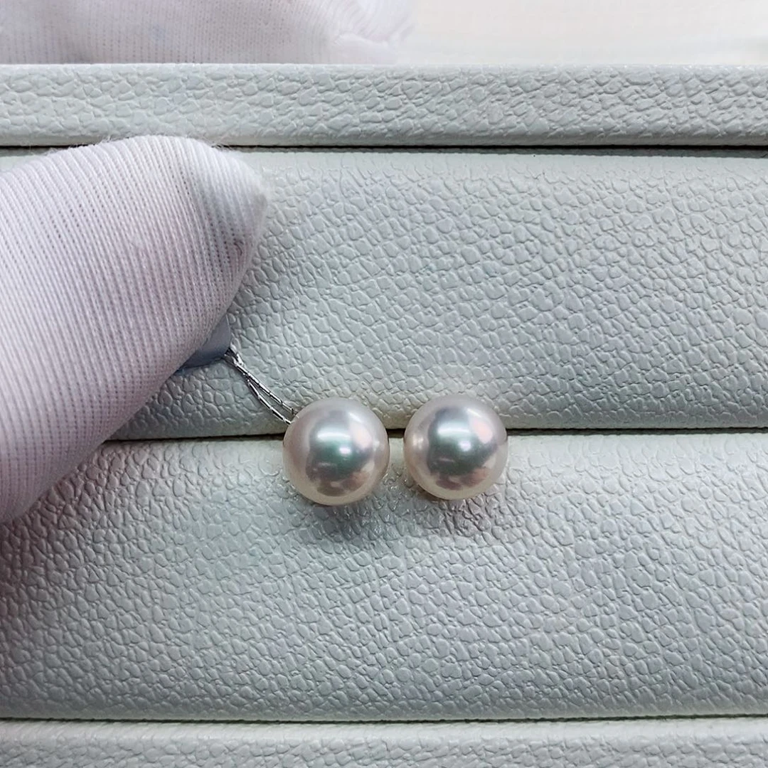18K金镶嵌耳饰海水珍珠7.5-8