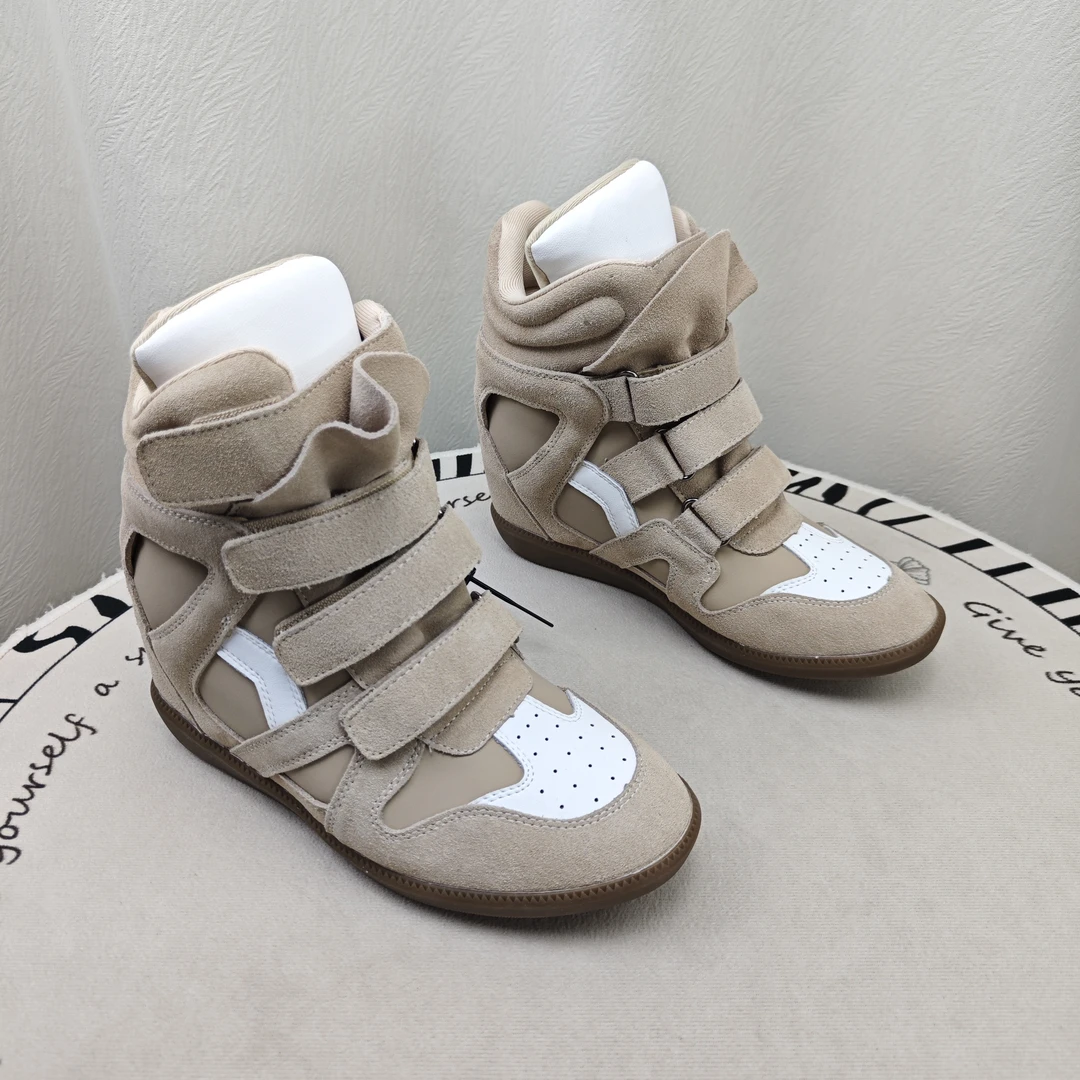 SGIRL TWTW魔术贴隐形内增高7.5CM高帮鞋女拼色显脚小百搭休闲鞋