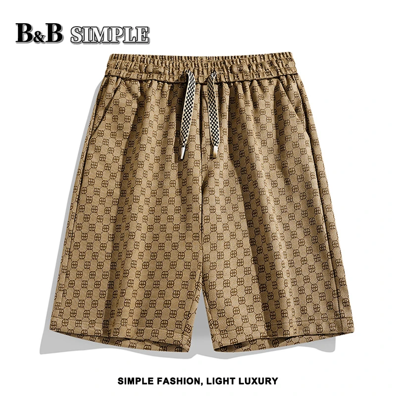 B&B SIMPLE 夏季品牌高奢 男女同款休闲五分裤 针织提花字母短裤