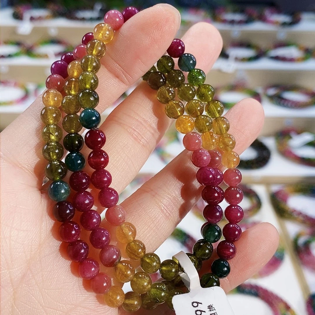 碧玺手链未镶嵌G2407三圈颜色微差