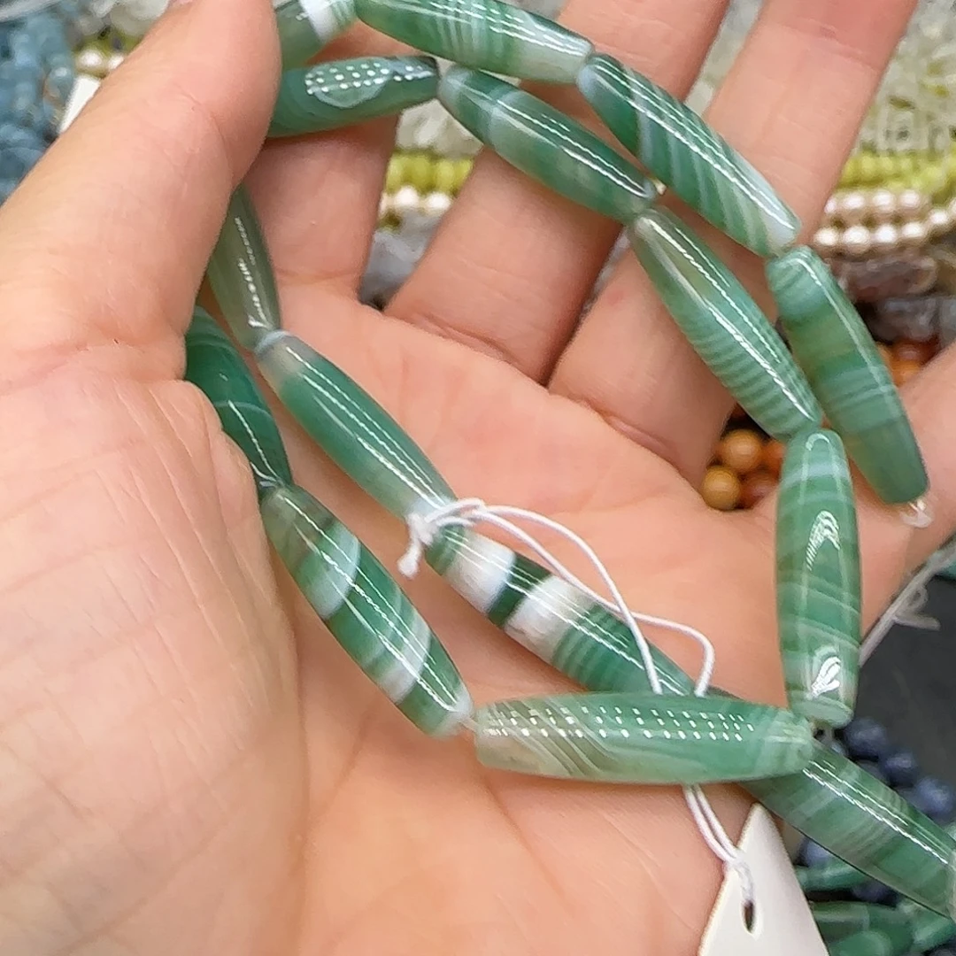 玛瑙/玉髓合金珠宝半成品缠丝绿玛瑙6-24mm一条
