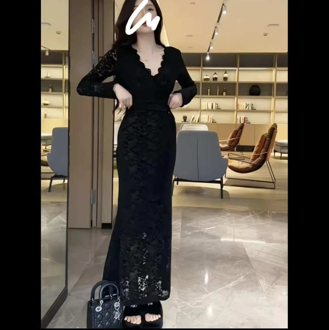 小九九 法式蕾丝复古庄园微胖大码显瘦连衣裙70276