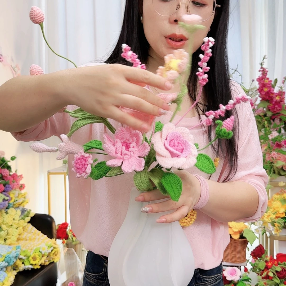 莱赛尔纤维棉手工钩织花束