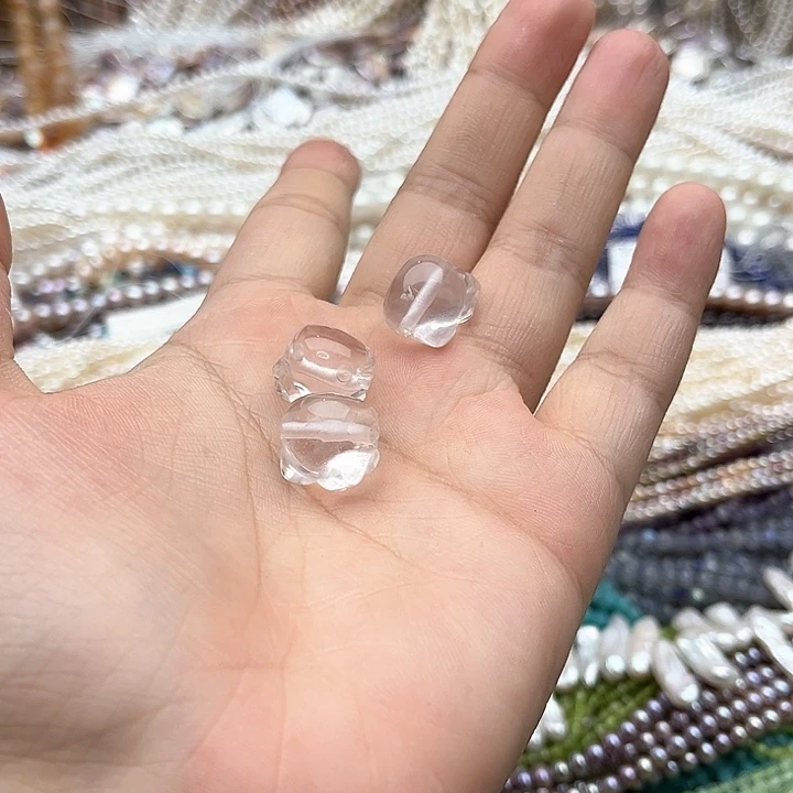 未镶嵌玛瑙/玉髓珠宝半成品一个14/13mm左右白水晶kt猫