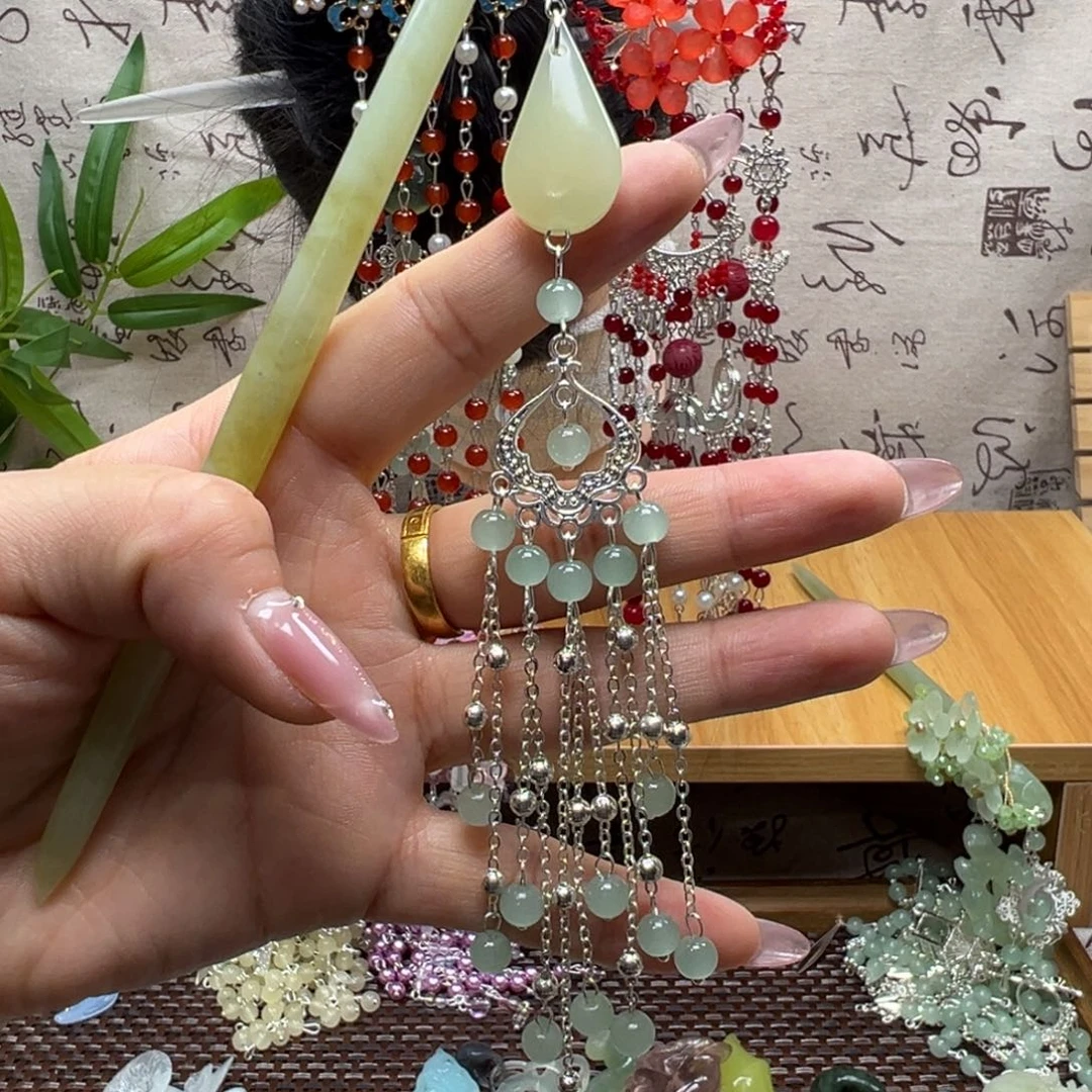 蛇纹石玉合金发饰