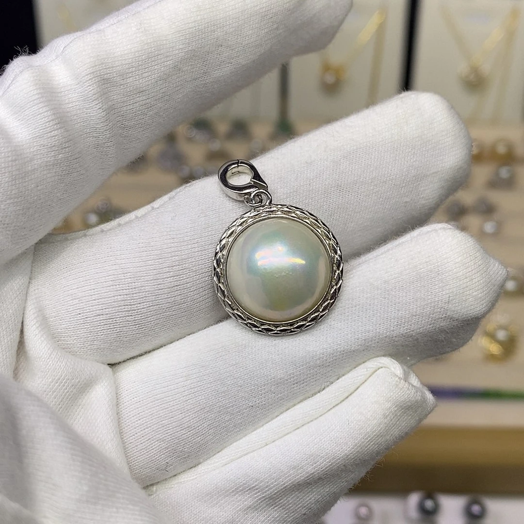 拼合珍珠（马贝珠）颈饰银S925镶嵌