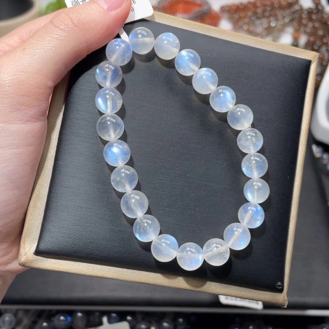 缘***聚长石手链未镶嵌奶油体蓝月光9m+