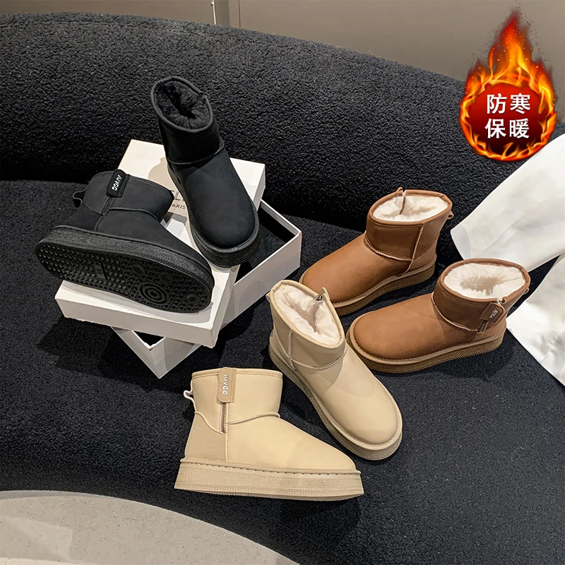 2025年冬季新款防水雪地靴厚底时尚保暖百搭加绒加厚短靴棉鞋