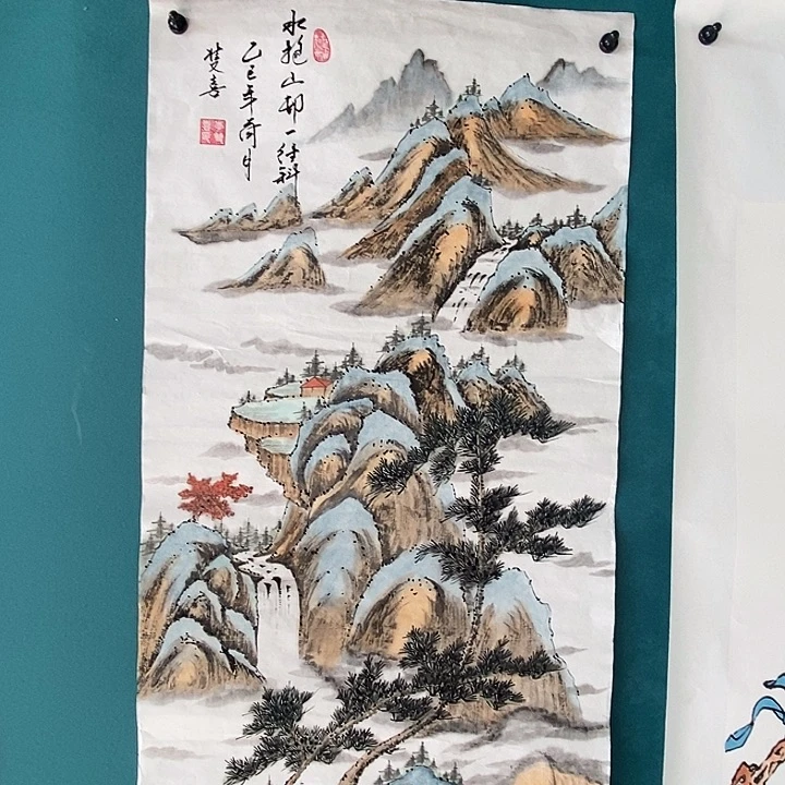 国画三尺手绘山水