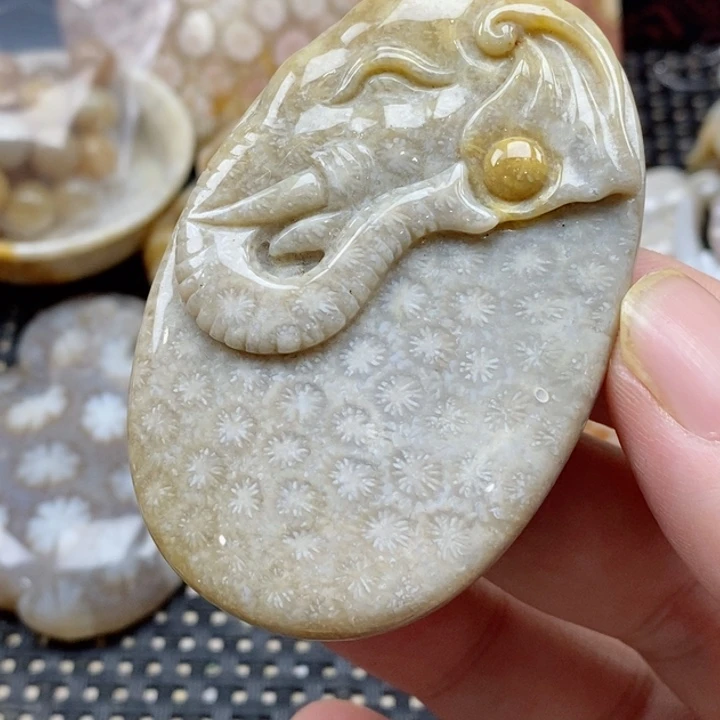 硅化珊瑚（珊瑚玉）颈饰未镶嵌