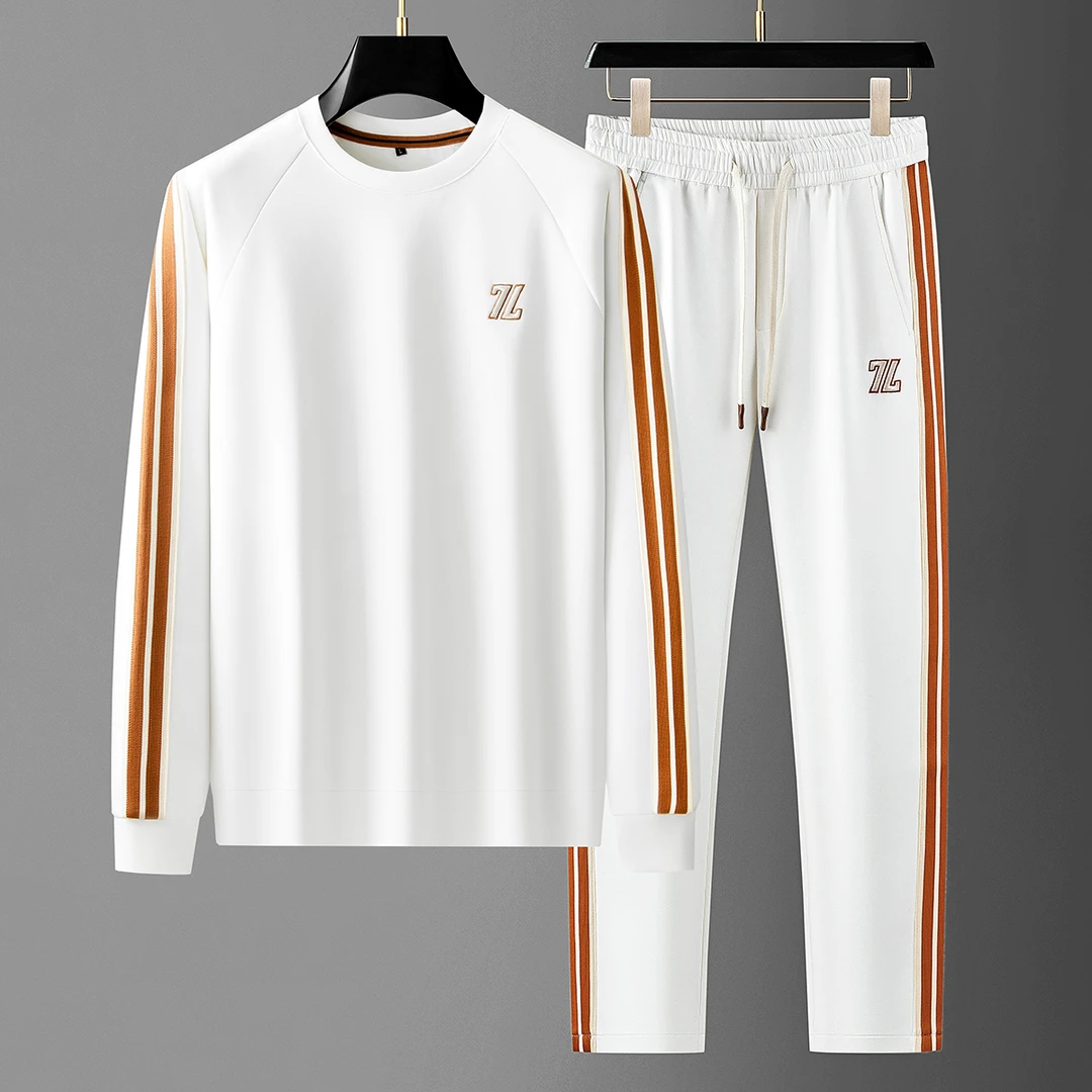萨尔布勒斯秋季时尚潮流两件套男士圆领卫衣长裤休闲运动百搭套装