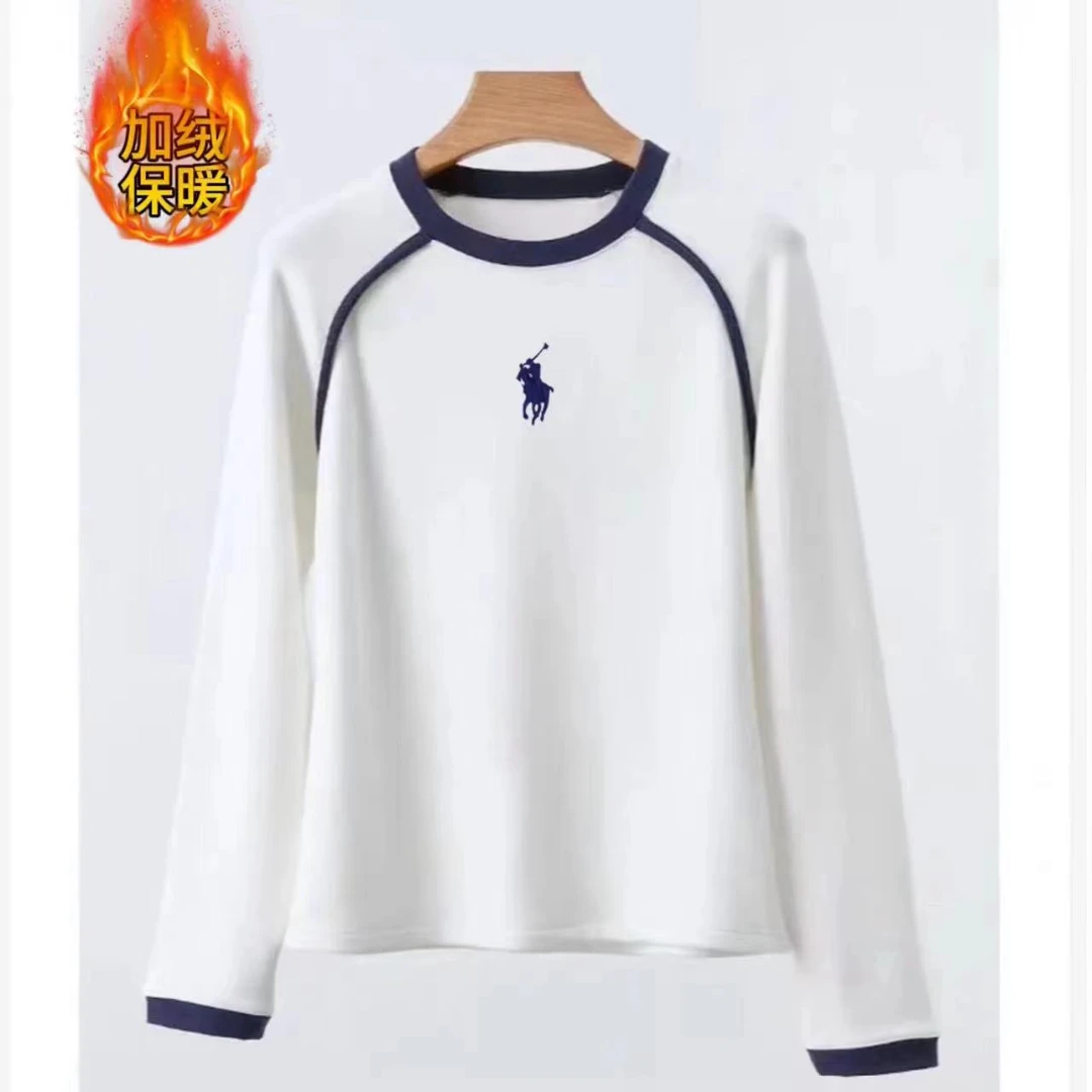 加绒保暖·外贸原单【刺绣·战马】长袖设计感撞色百搭显瘦24221