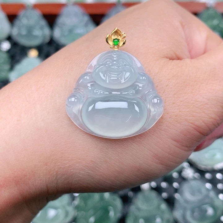 翡翠18K金镶嵌吊坠(不含链)