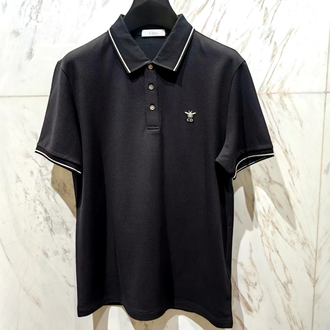 C.Dioc男士25春夏经典小蜜蜂刺绣珠地棉短袖翻领POLO衫商务休闲