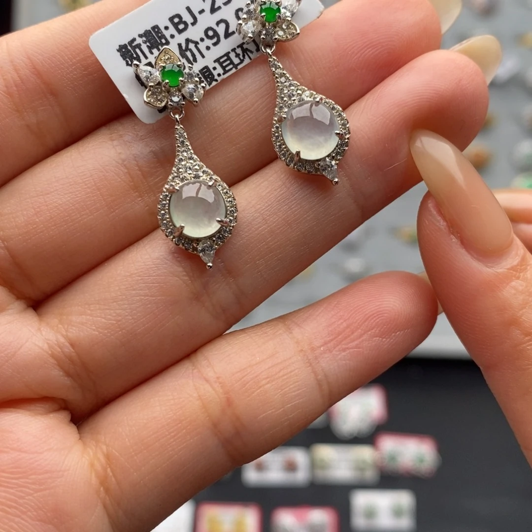 翡翠银S925镶嵌戒指天然翡翠