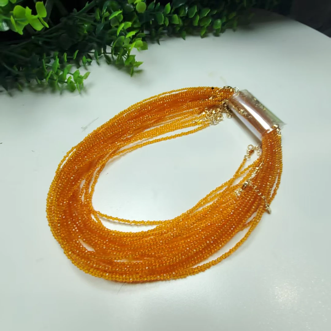 V202【赵小姐】时尚百搭橙尖晶石项链925多样式发其一