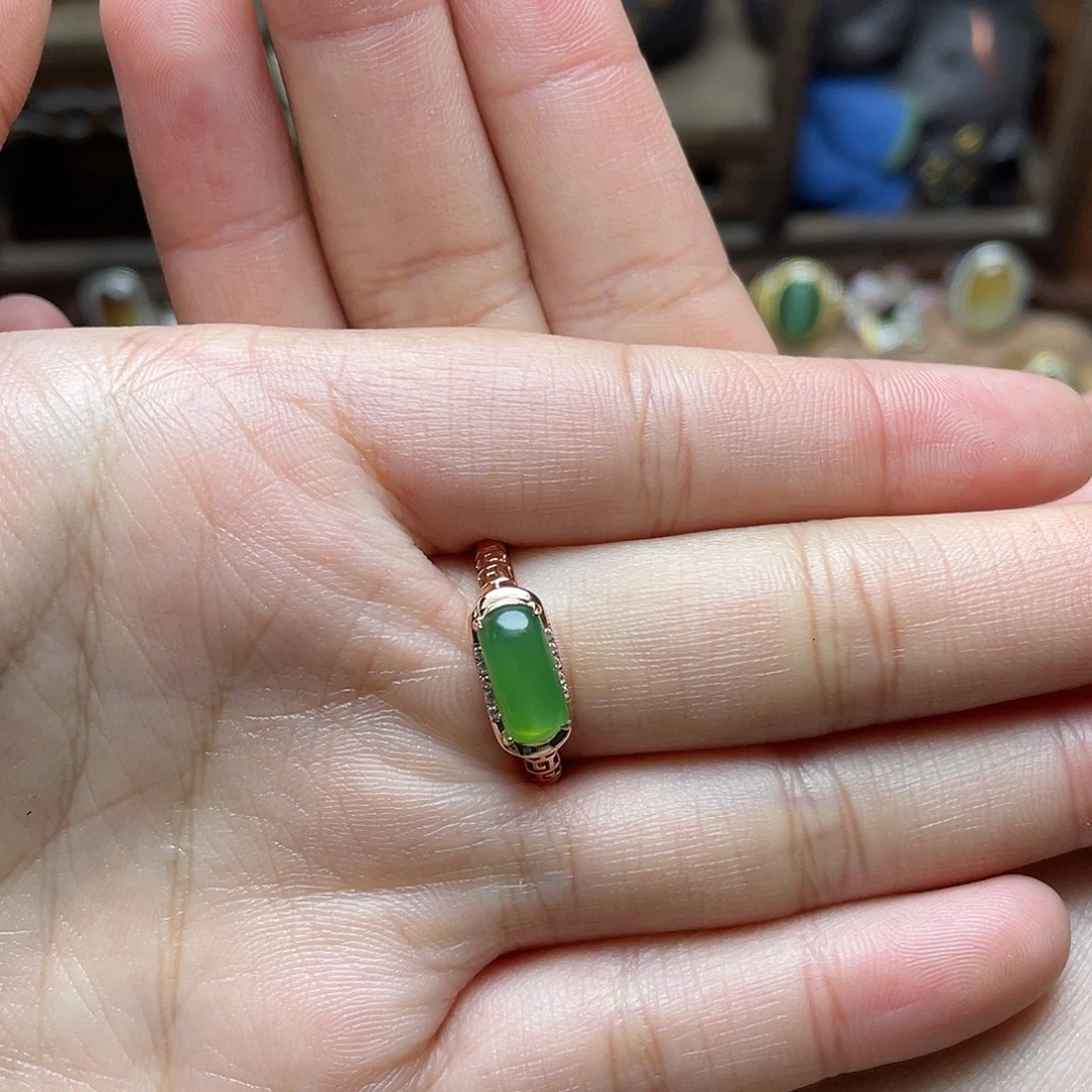 和田玉（碧玉）银S925镶嵌吊坠(赠链)戒指