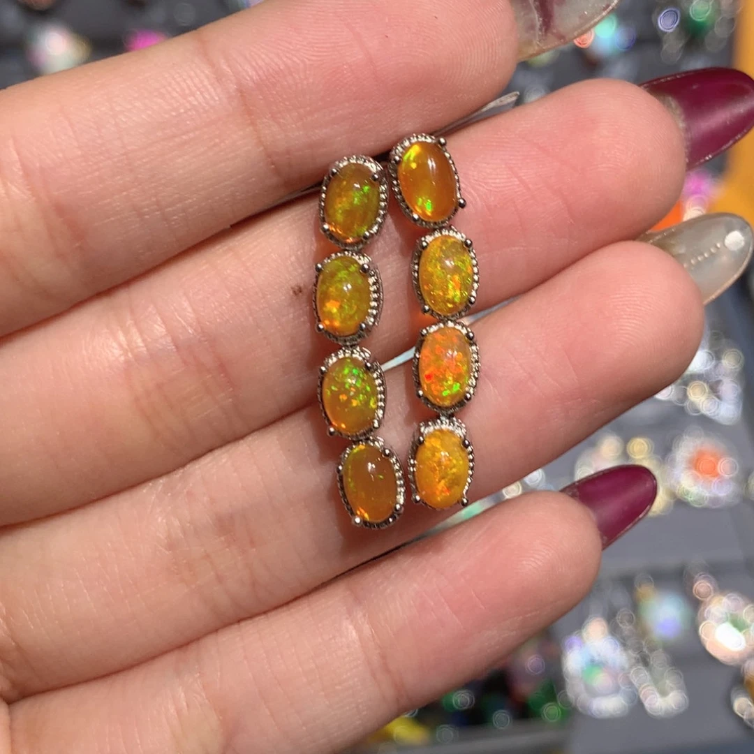 欧泊银S925镶嵌欧泊耳饰y