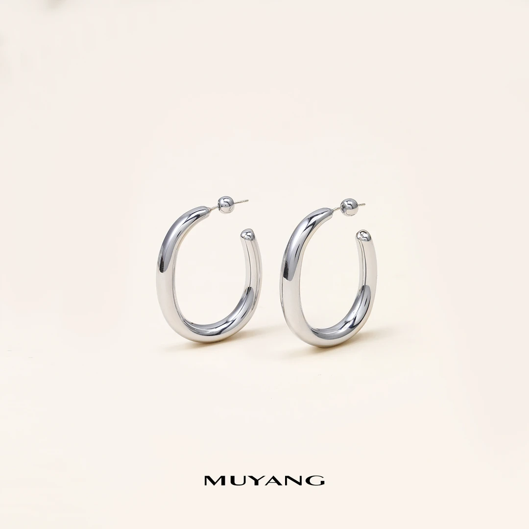 muyang/慕阳 铜合金耳饰 气质时尚百搭小众简约个性简环耳钉