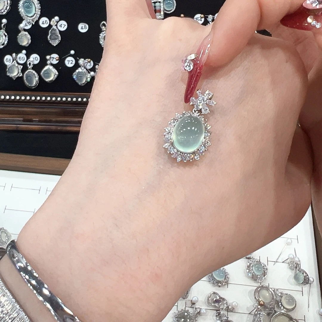 蛇纹石玉银S925镀金镶嵌戒指