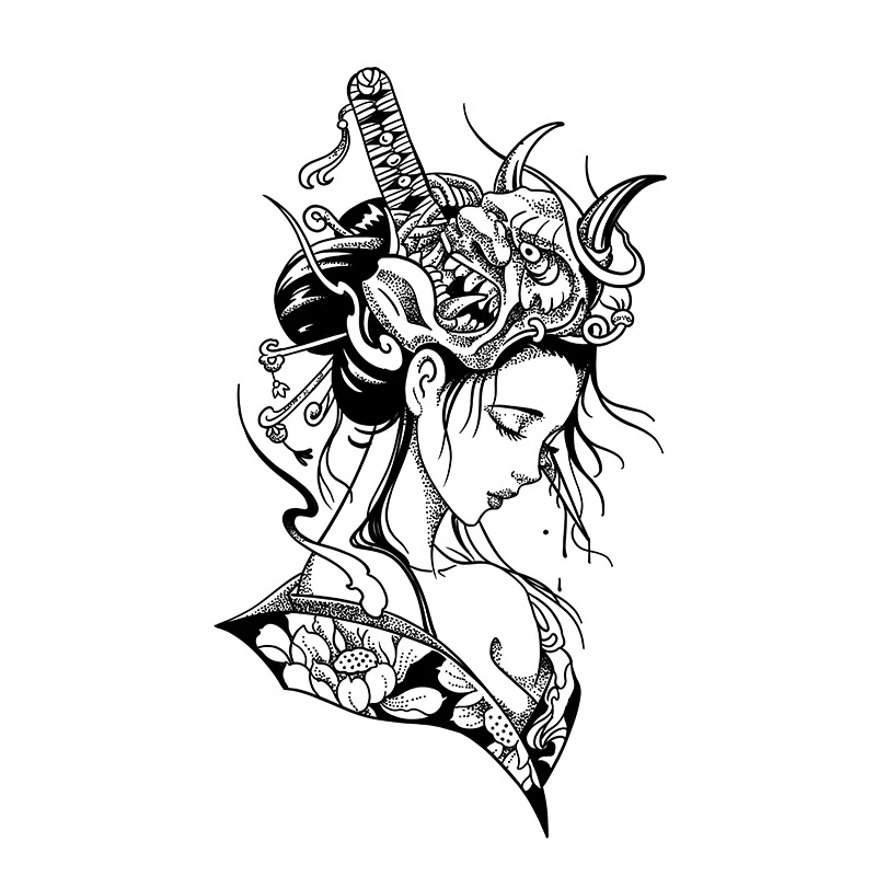 艺伎草本纹身贴纸半永久防水持久手臂不反光可洗逼真高颜值高级感