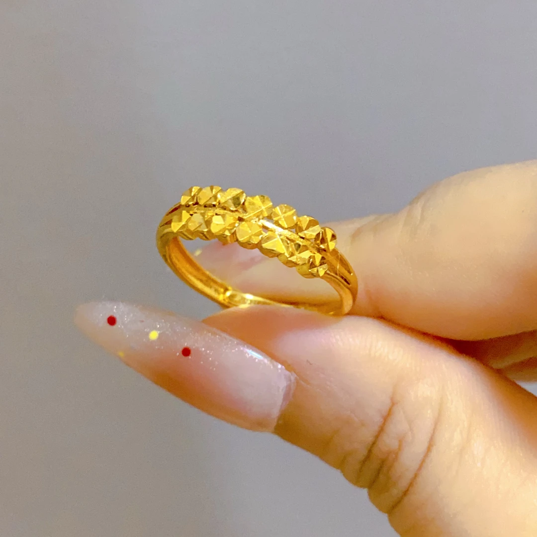 铜合金戒指 亮面双排小爱心戒指女百搭可调节不掉色指环A26