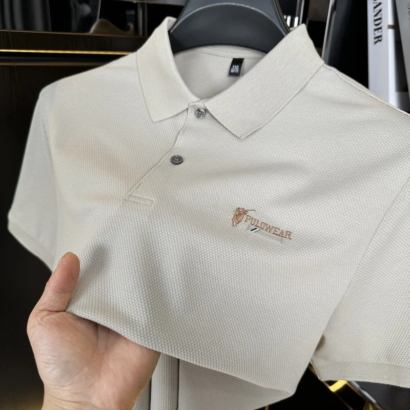 CATIA SELI冰丝男士短袖带领POLO衫休闲体恤上衣夏季半袖翻领