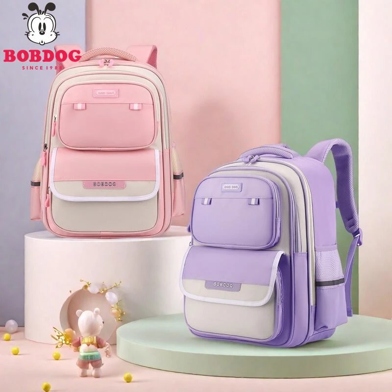 巴布豆书包女童学生书包一年级1-34-6超轻护脊大容量儿童书包男孩