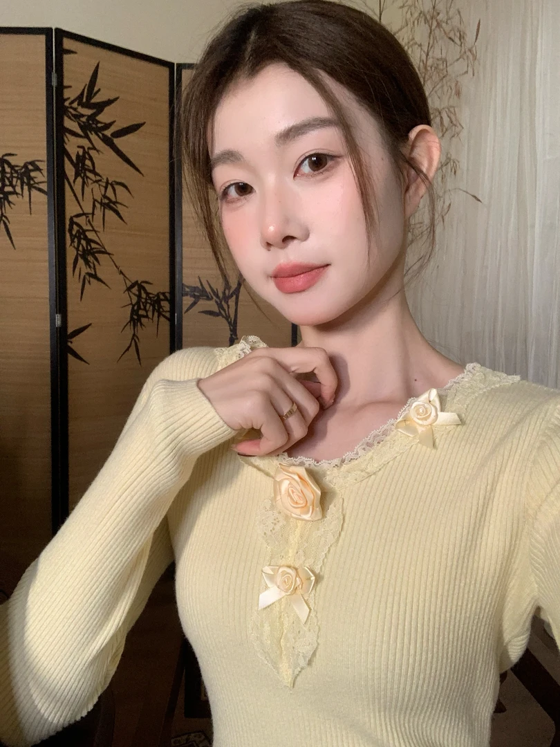 EIA一尧【冬季新品清仓】韩系纯欲少女感慵懒毛织上衣气质长袖冬