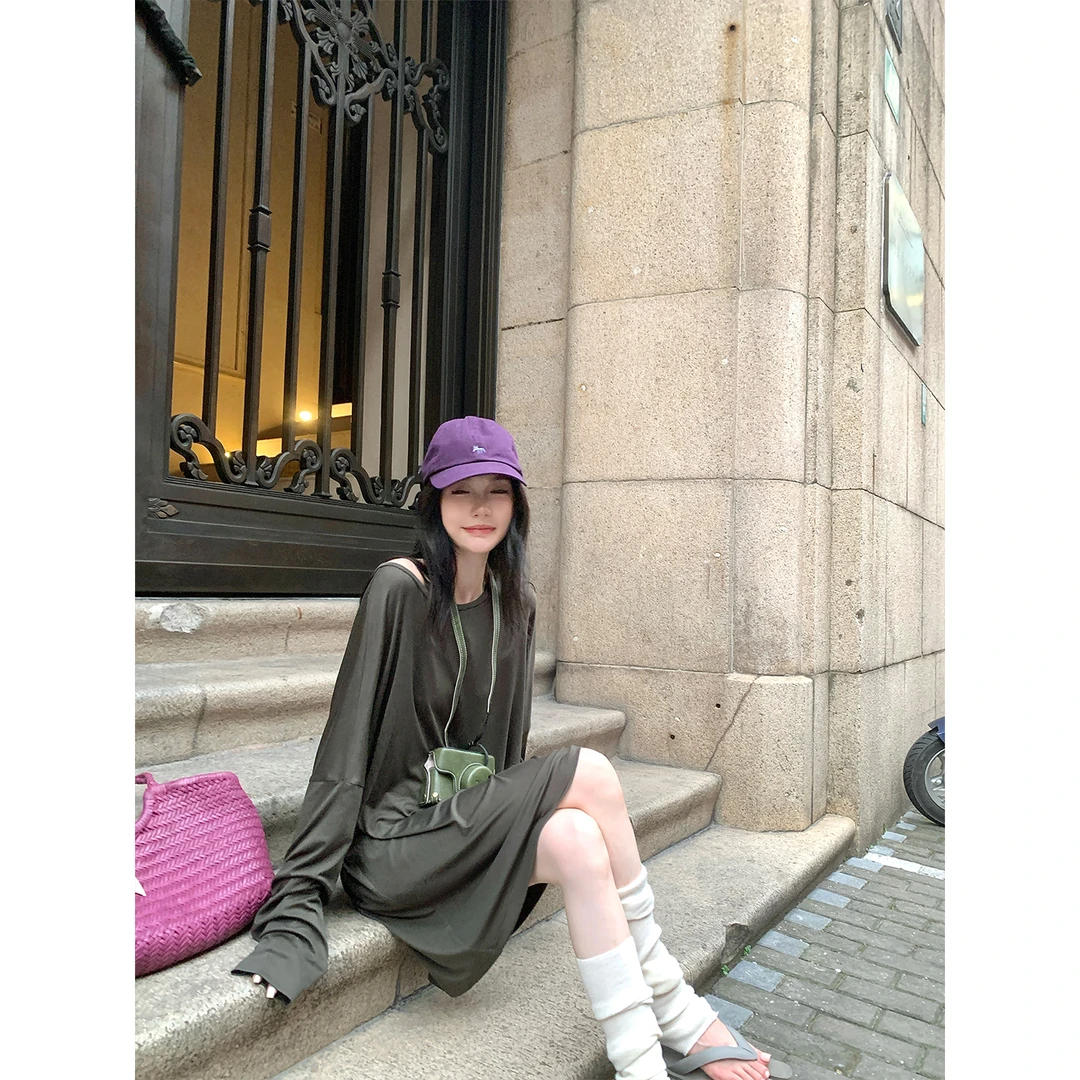 区区欧阳莱赛尔天丝连衣裙女夏季新款慵懒宽松设计感小众复古裙子