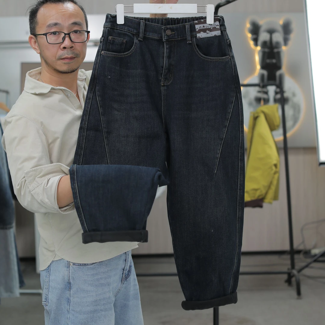 83005冬季胖mm大码加绒加厚高腰牛仔裤