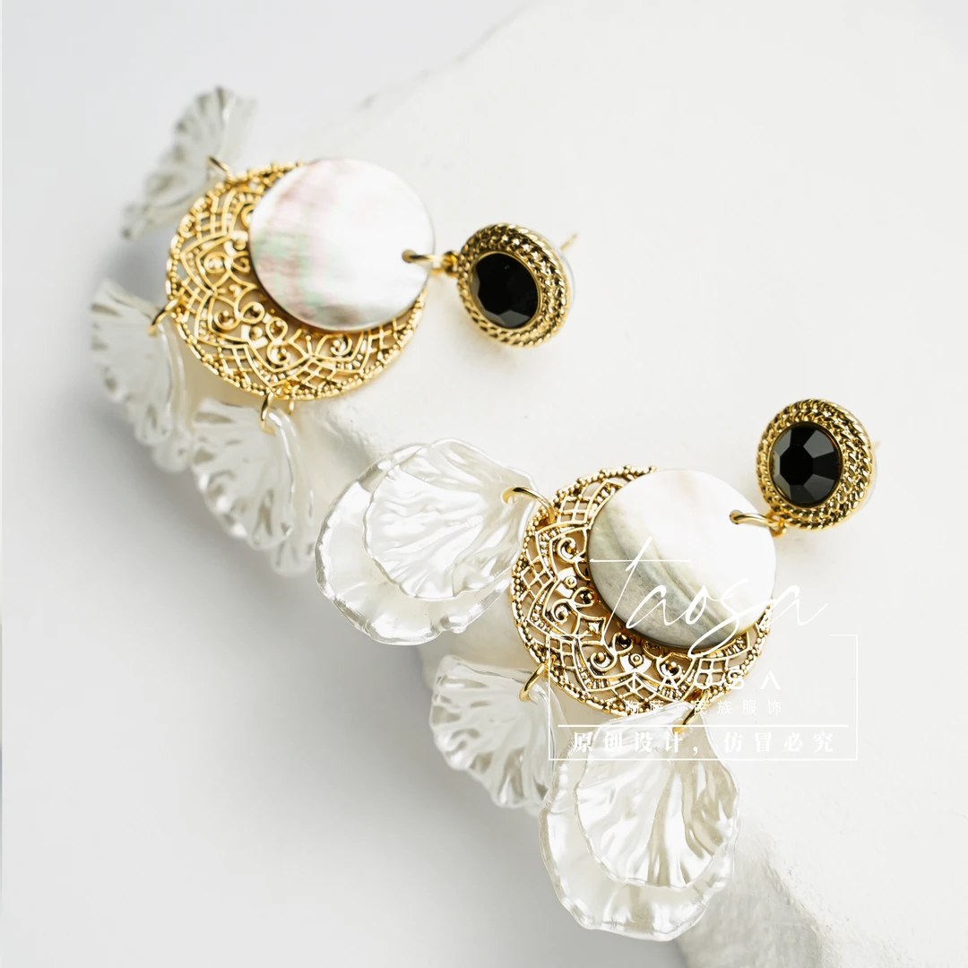 【陶萨】P105贝壳流苏耳饰- 陶萨原创轻民族服饰时尚百搭小众